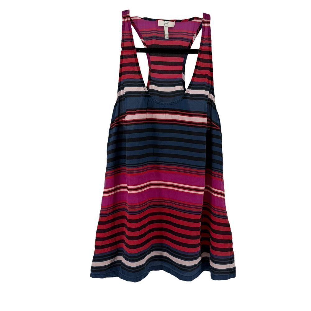 Joie Tank Top 100% Silk Racerback Size M Striped Blue Pink Lightweight Preppy